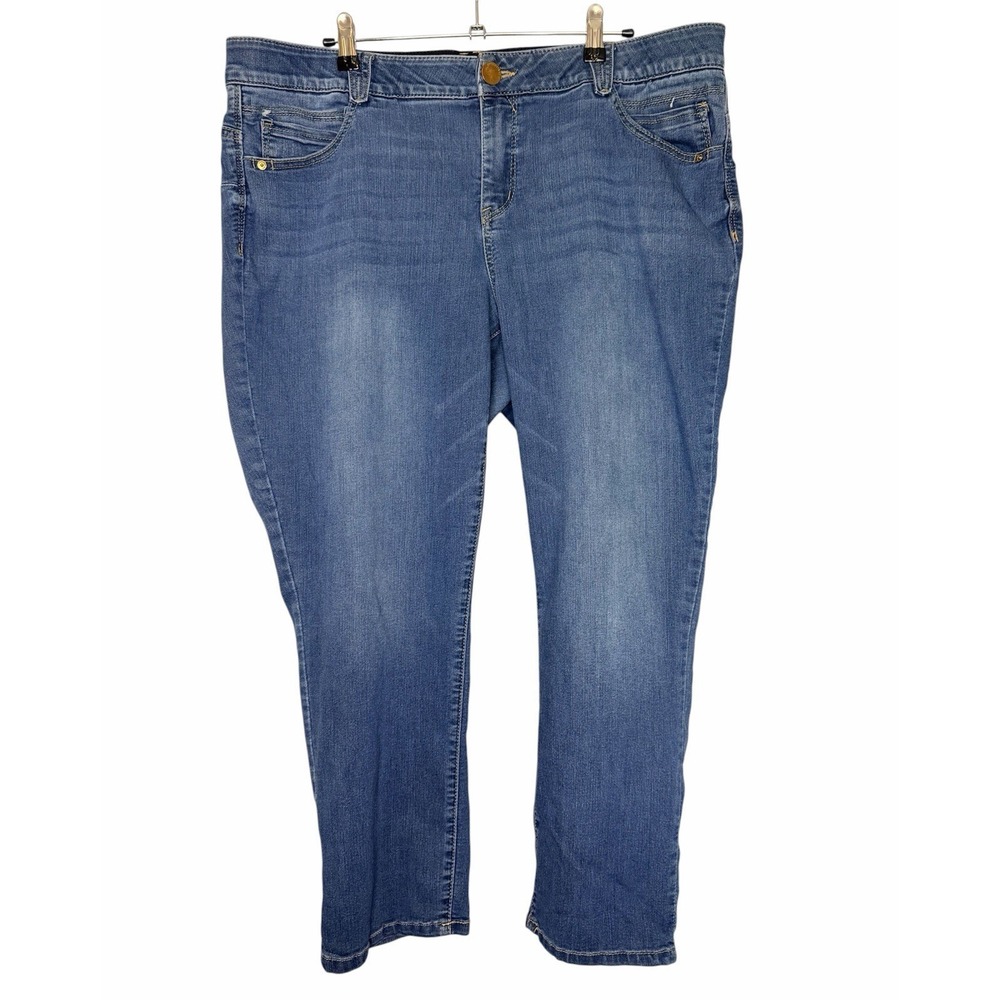 Democracy Ab Solution Straight Jeans Plus Size 20W Stretch Soft Med Wash
